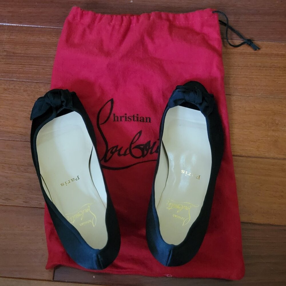 Christian Louboutin black satin kitten heels. EU 37 US 6.5/7